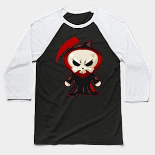 Cute Kawaii Chibi Reaper with Scythe Halloween Baseball T-Shirt